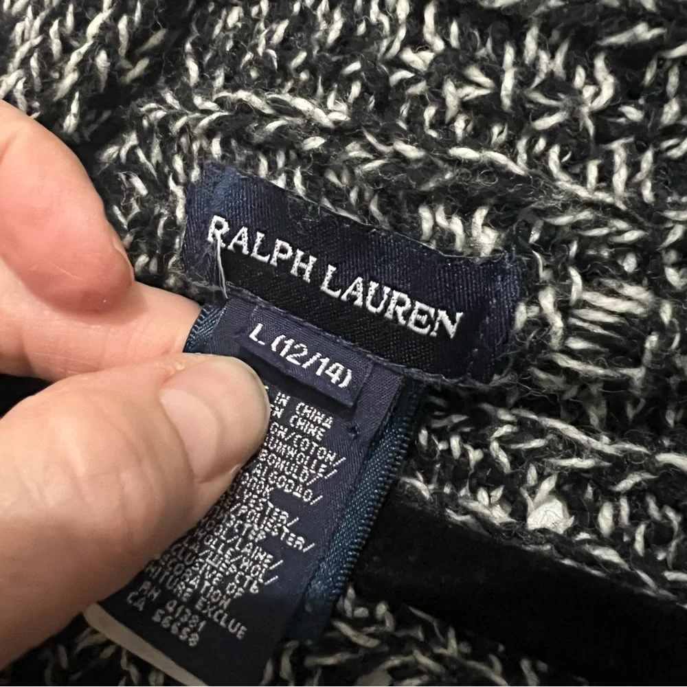 Ralph Lauren Girl’s Open Front Wool‎ Blend Cardigan Size Large (12-14) Black